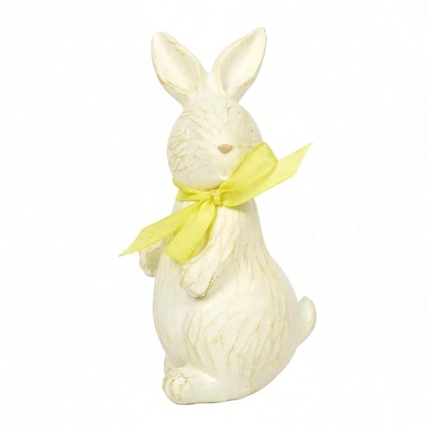 Easter Rabbit Ornaments Imitation Wood Craved Bunny Figurine Resin Desktop