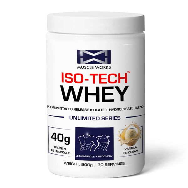 Muscle Works Iso-Tech Whey Vanilla Ice Cream 900g