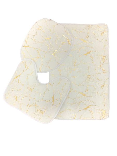 Gold Pattern Marble 3 Piece Bathroom Mat Set