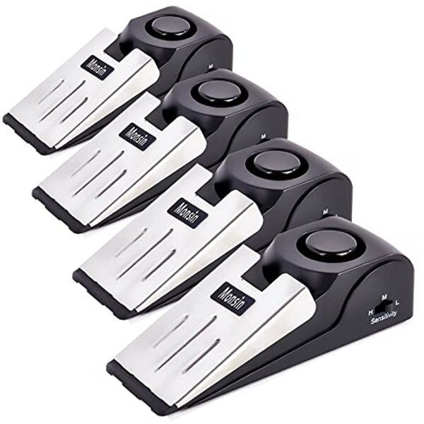 Door Stop Alarm, Door Stopper with 120DB Security Alarm (Pack of 4)