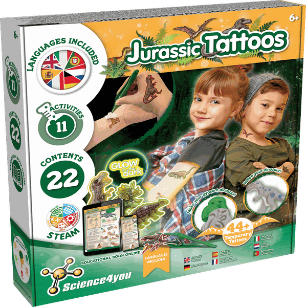 Science4you - Jurassic Tattoos - Create Your Own Dinosaur Tattoos, Kids 6+