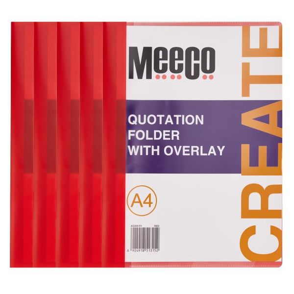 Pack Meeco Quotation Folder with Overlay Red Pack of 5