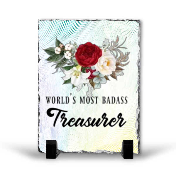 World's Most Badass Treasurer Gift Rock Slate