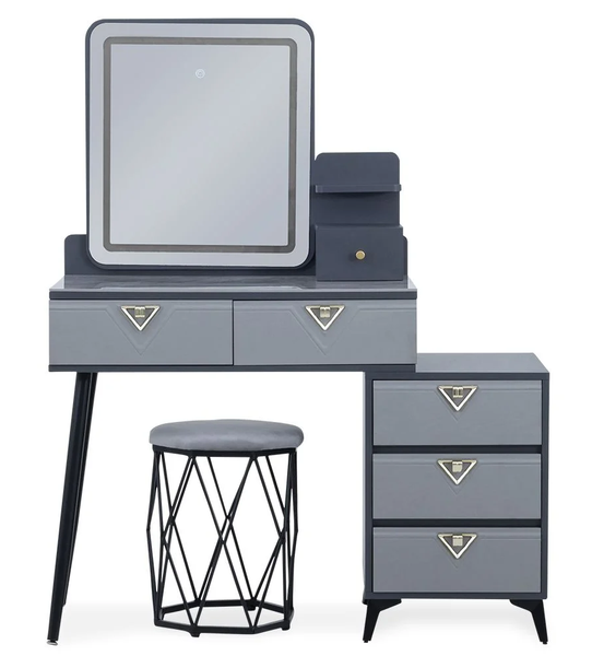 Unique and compact dressing table with matching stool