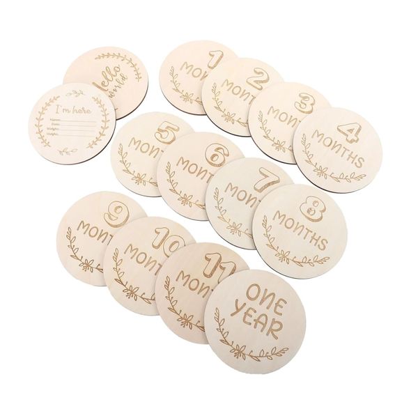 Wooden Baby Milestone Keepsake Cards for Monthly Newborn Photography Props