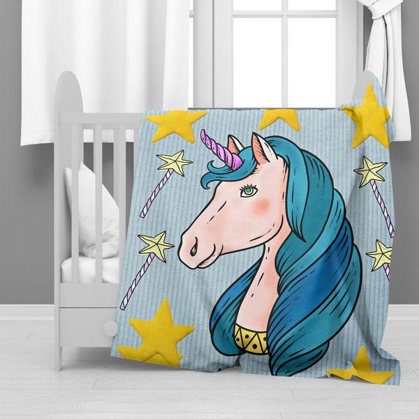 Unicorn Stars Minky Blanket
