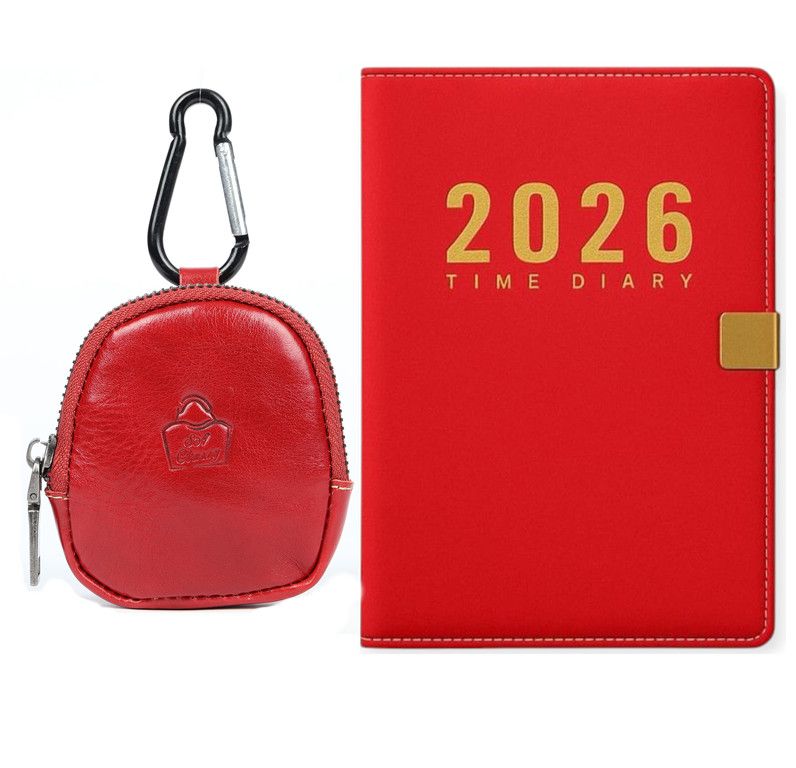 SACLASSY Genuine Leather Coin Wallet Coin Purse with 2026 Diary Unisex Gift