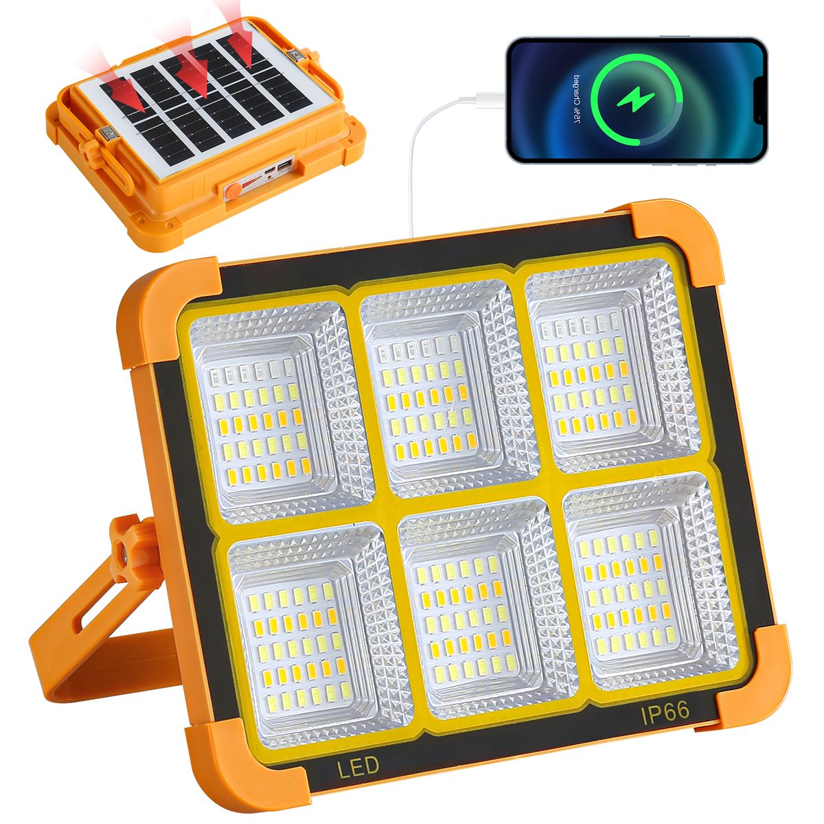 200W LED Solar Work Light, Waterproof Portable Solar Outdoor Working ...