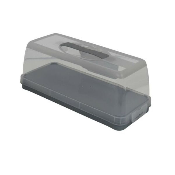 Cake Plate and Dome Grey 36x15x15cm Rectangular Elegant Hobby Life