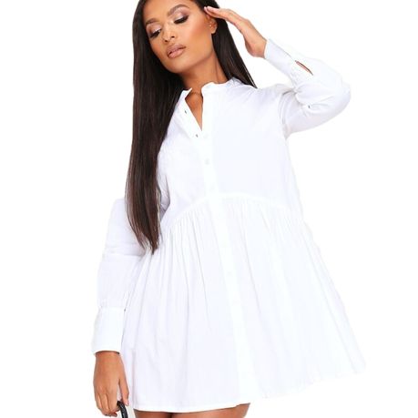 white long line shirt dress