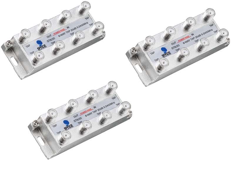 Space TV Satellite IF Tap - 6 Way - 20db (5 – 2250MHz) - 3 Pack