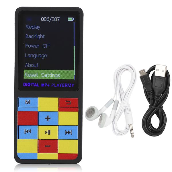Portable 1.8in Screen MP3 Plug Card Video MP4 Bluetooth Music Player Black