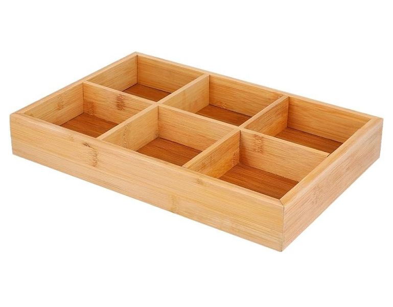 Multi-Grid Wooden Food Serving Tray