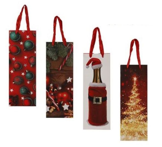 Festive Xmas Stationery Wine Gift Bag- Set Of 4