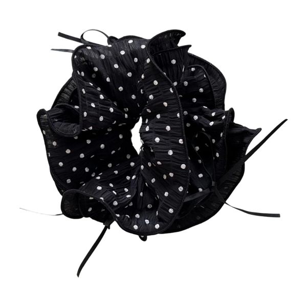 Oversized Multi-Layer Ruffled Polka Dot Mesh Hair Scrunchies For Women