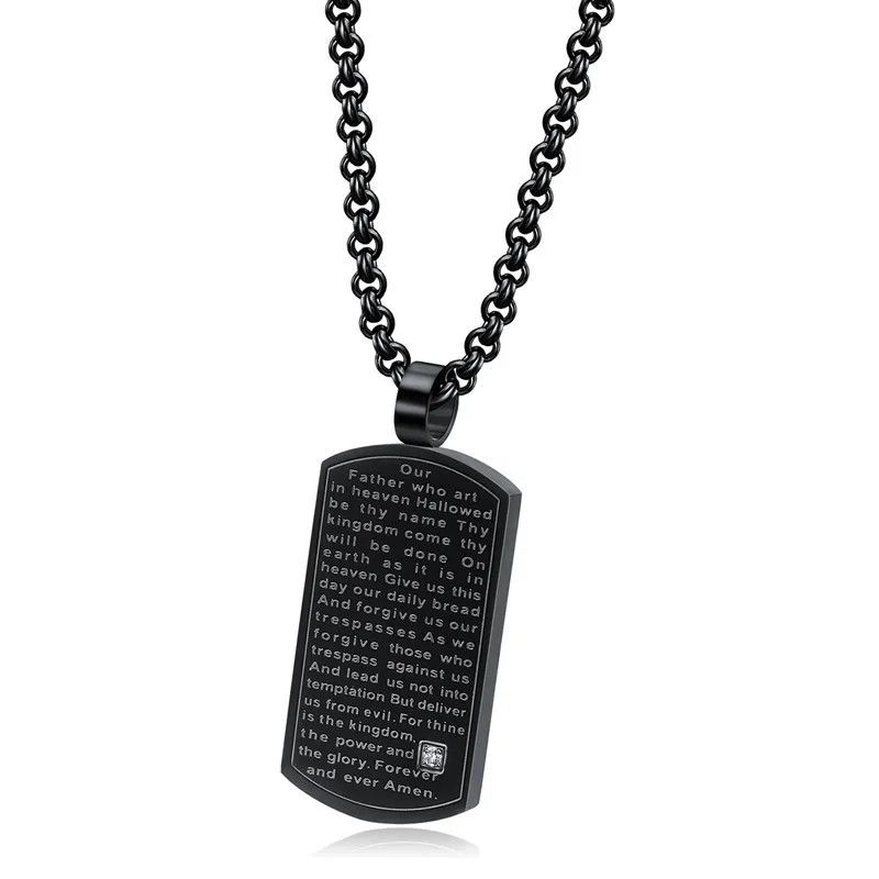 Sophie Moda Christian Lord's Prayer Stainless Steel Pendant Necklace