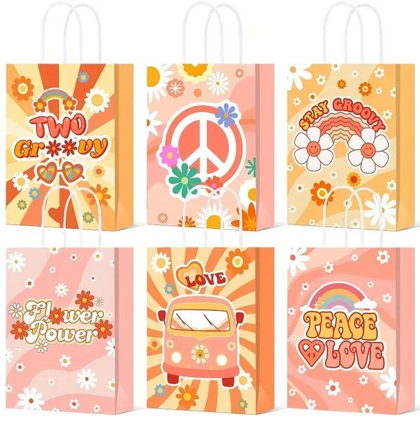 Party Favor Bags with Handles - Groovy 12 Bags