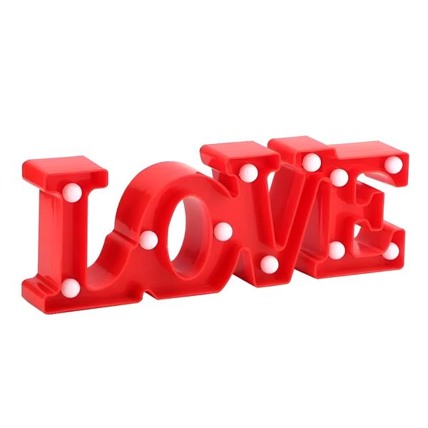 Volamor - LOVE Sign Night Lamp - Marquee Light Up Decor - 30cm - Red