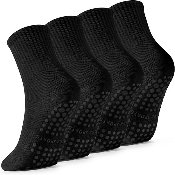 4 Pairs Pilates Socks with Grips for Women, Barre Yoga Grippy Socks