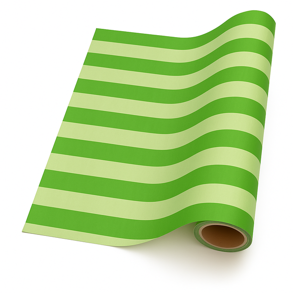 Gift Wrapping Paper 5m Roll - Green &amp; Lime Stripe &amp; Dots