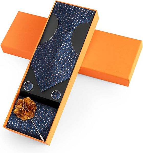 Ties Set Men Necktie Handkerchief Cufflinks Brooch 3.15 Formal