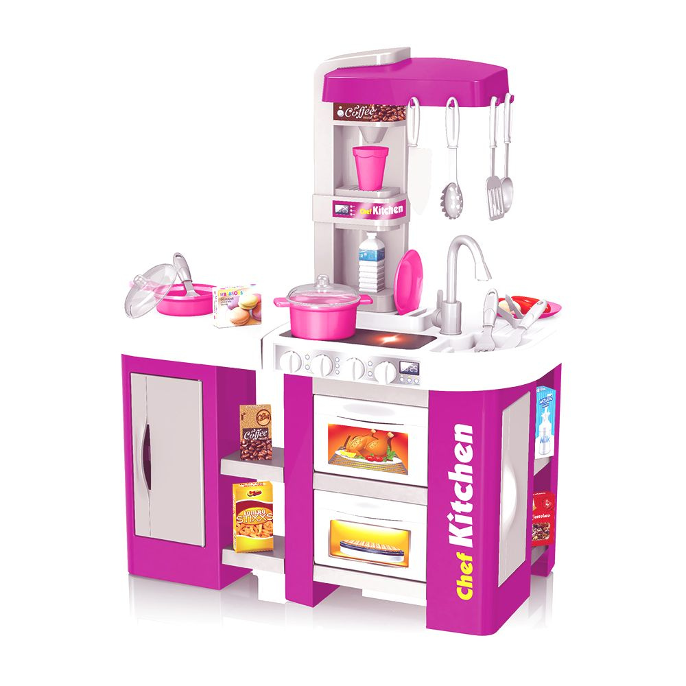 Pretend Play Purple Kitchen Set with Light & Water Sounds - 53 Pieces ...