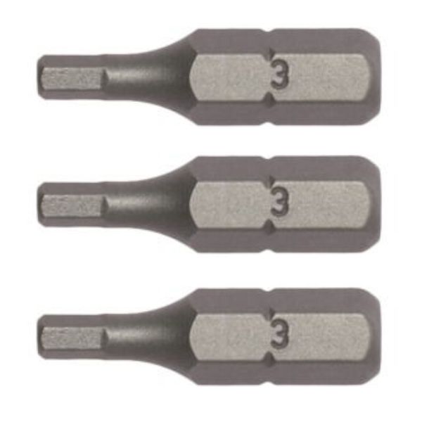TengTools - 3Pieces 1/4inch Hex Drive 3mm Hex Bit 25MM Long - HEX2500303