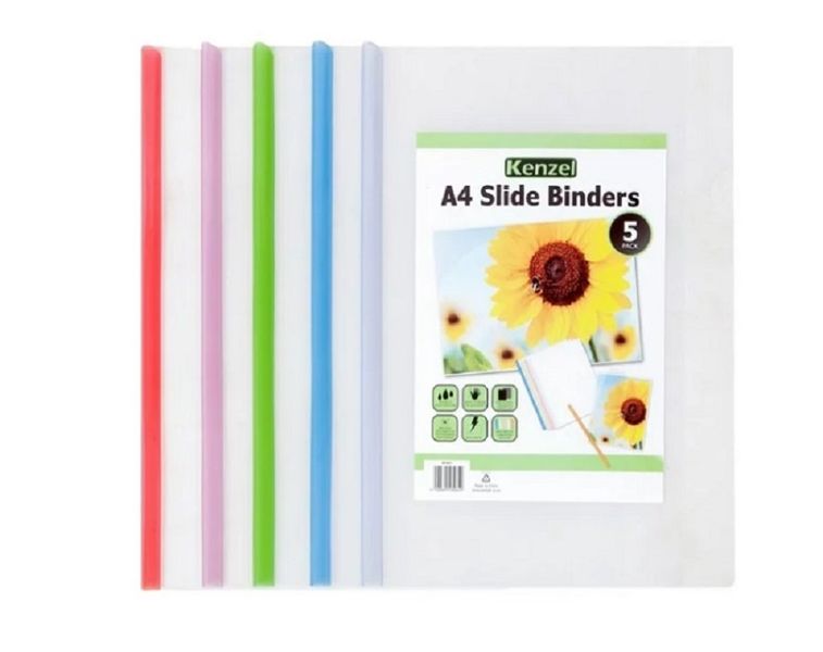 Kenzel A4 Slide Binders Assorted 5-Pack
