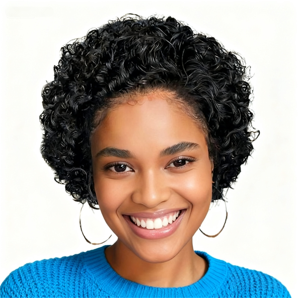 13x1 Curly Human Hair Pixie Wig -SUNRAY Glueless Brazilian Wig For Women