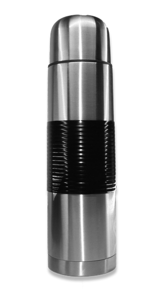 1Lt Double Wall Hot &amp; Cold Bullet Flask with Antislip Rubber Grip &amp; Pouch