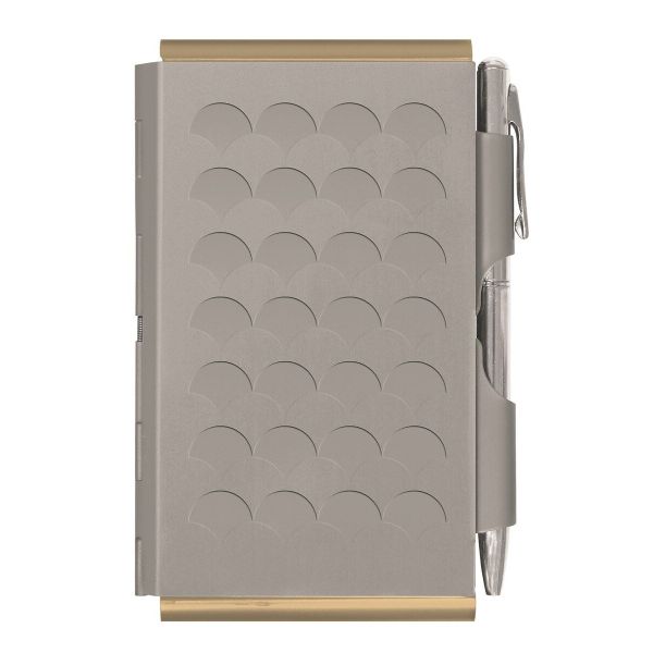 Troika Metal Case For Cards/Cash With Notepad &amp; Pen: Flip Note Silver Scale
