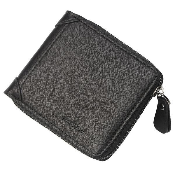 Men's Pu Leather Wallet Casual Retro Zipper Money Bag Wallet For Man