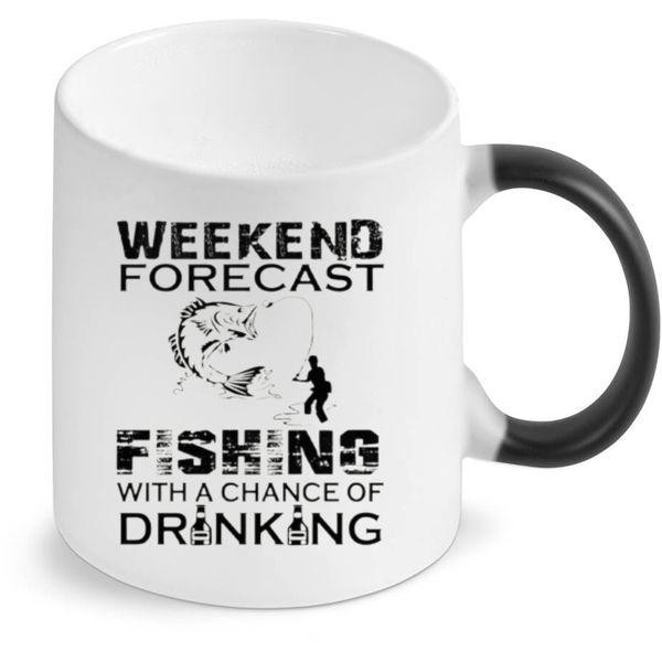 Weekend Forecast Fishing Fisherman Magic Colour Changing Gift Coffee Mug