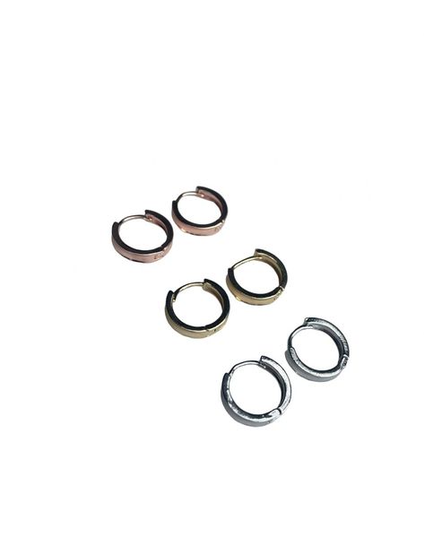 Tessa Design - Multicoloured - Set Of 3 Small Tube Hoop Earrings