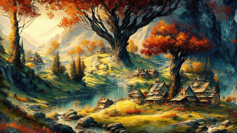 Canvas Wall Art Decor - Village Trees