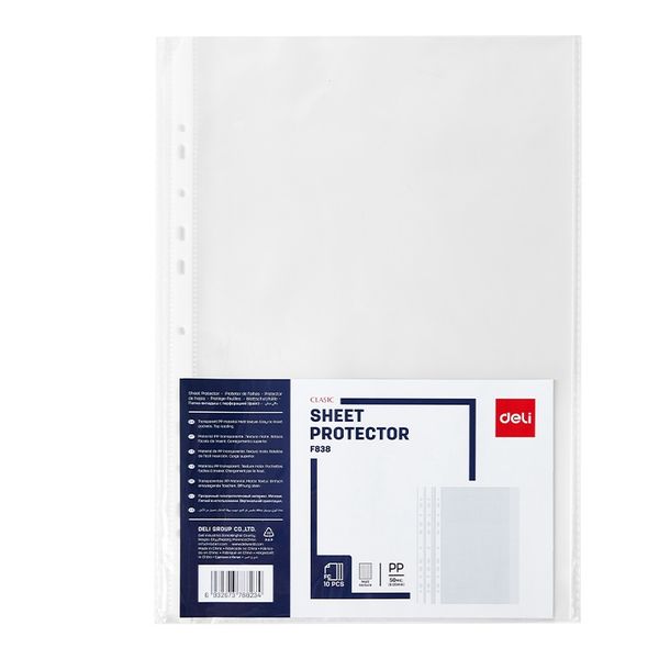 Deli Plastic Sleeve Pocket File 50 sheets Transparent 11-Hole