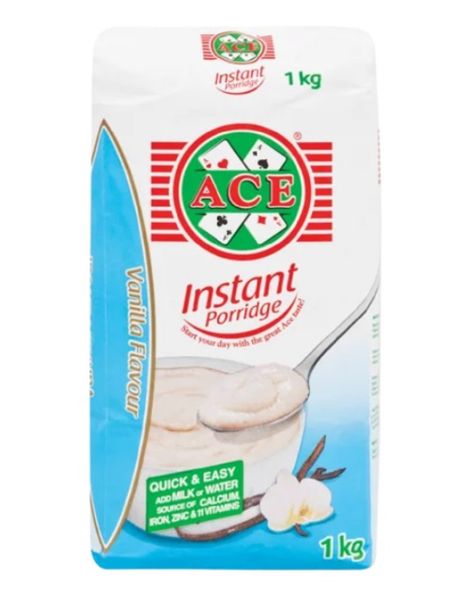 Ace Instant Porridge Vanilla Flavour - 1kg x 10