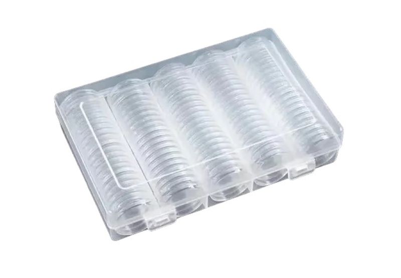 Safe Hold 30mm Coin Collector Box with Protective Capsules - 100 Pieces