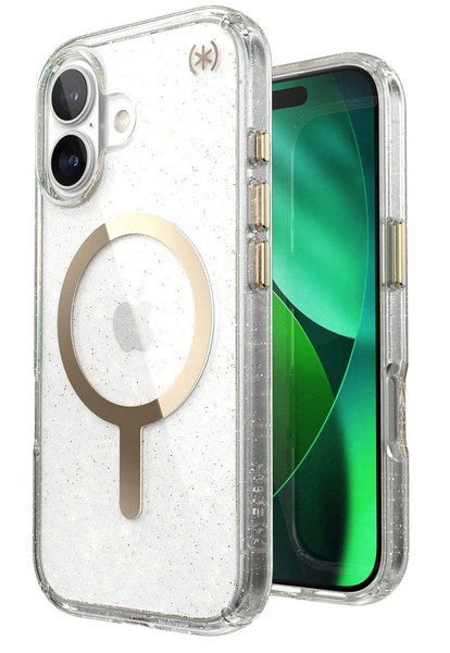 Speck Presidio Lux Glitter MagSafe Case Compatible With iPhone 17 - Gold