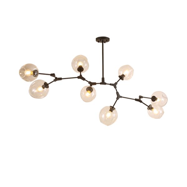 MRUL-Retro Industrial Glass Pendant Lamp 8 Lights Black