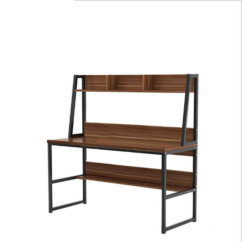 Anchor Home Office Desk Study Table w/ Overhead Shelves Metal Leg Frame