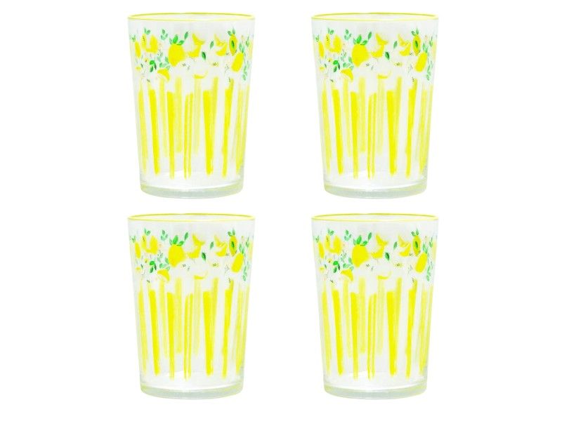 Drinking Glasses with Orange Print - Fun and Fruity Design 510ml - 4-Pack