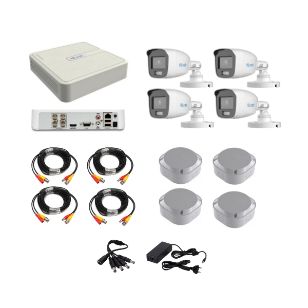 HiLook COLORVU 1080P 4 Channel DVR &amp; 4 Bullet Cameras DIY CCTV KIT