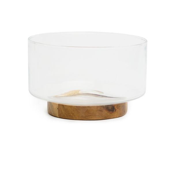 George &amp; Mason - Glass Bowl with Acacia Wood Base - 20cm