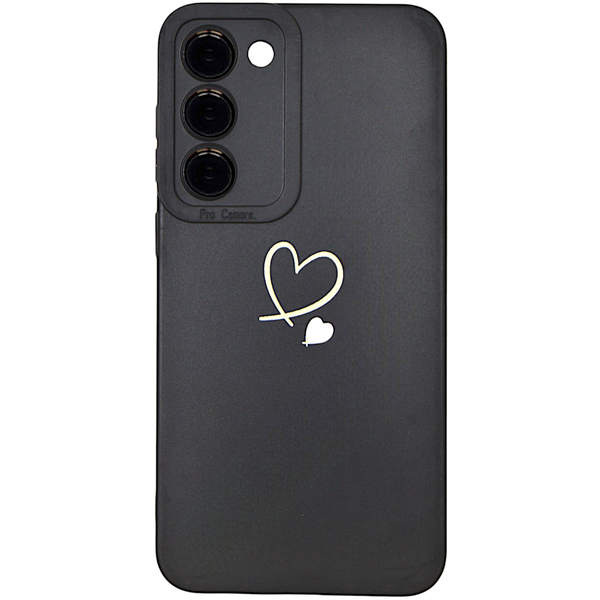 Black - Phone Case Withwith Empty White Heart &amp; Pro Camera - Samsung S23+