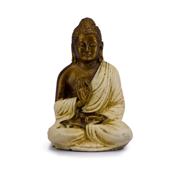 Trans Continental Marketing - Sitting Resin Buddha with Cream Cloth - 10cm