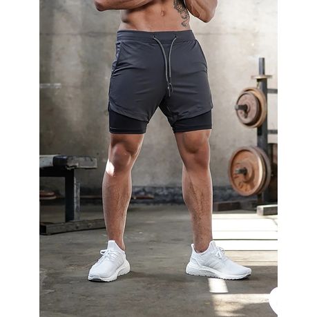 Aolesy Men's 2 in 1 Running Shorts, Workout Gym Athletic Shorts for Men  Quick Dry Lightweight Training Shorts with Pockets