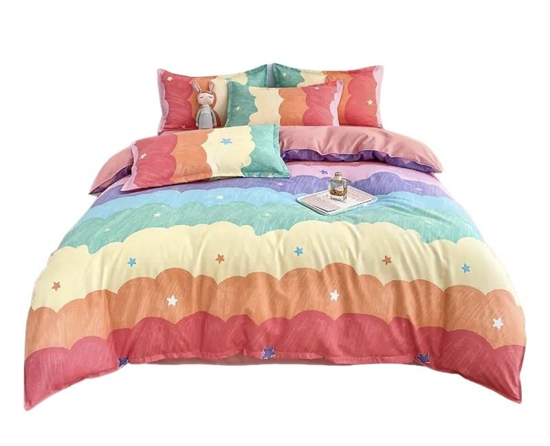 High Quality MultiColor Star Polycotton Duvet Cover Bedding Set - Double