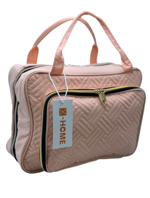 X-HOME Toiletry Make Up Travel Bag 5 Compartments PVC Lined Hanging Hook