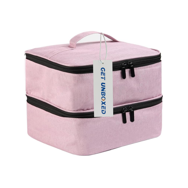 GET UNBOXED Nail Polish Bag Double Layer Nail Polish Carrying Case-Pink